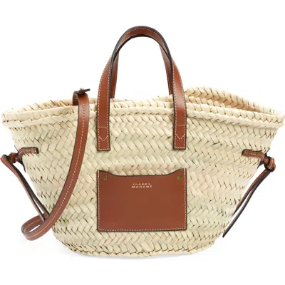 Isabel Marant Mini Cadix Woven Straw Tote In Brown