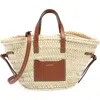 Isabel Marant Mini Cadix Woven Straw Tote In Natural/cognac