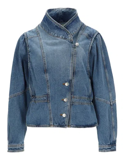 Isabel Marant Mini Cotton Denim Sports Jacket For Women - Ss26 In Blue