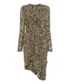 Isabel Marant Draped Midi Dress In Leopard Print In Beige