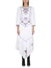 Isabel Marant Sonia Asymmetric Pleated Embroidered Crepe De Chine Midi Dress In White