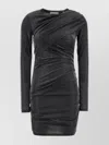 Isabel Marant Mini Dress With Long Sleeves And Ruched Detailing In Black