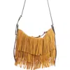 Isabel Marant Mini Leyden Fringe Suede Hobo Bag In Ochre