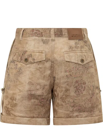 Isabel Marant Mini Shorts With Pocket And Cuff In Desert