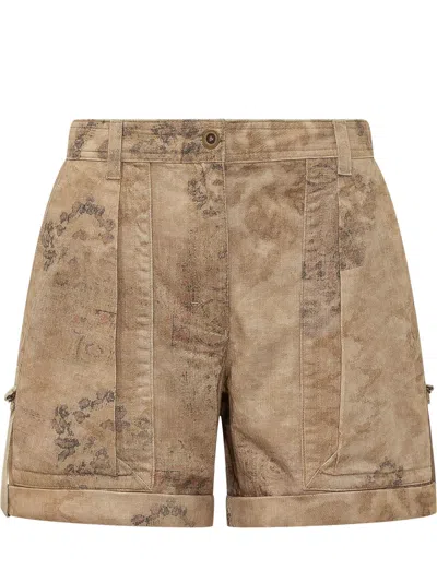 Isabel Marant Mini Shorts With Pocket And Cuff In Brown