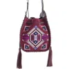 Isabel Marant Mini Silao Embroidered Suede Bucket Bag In Raspberry