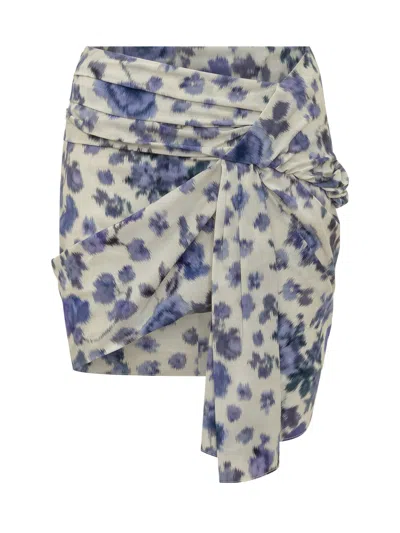 Isabel Marant Women Printed Stretch Silk Ovia Mini Skirt In Neutral