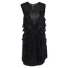 Isabel Marant Mini Sleeveless Ruffle Detail Dress In Black Silk In Black