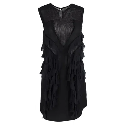 Isabel Marant Mini Sleeveless Ruffle Detail Dress In Black Silk