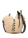 Isabel Marant Tampa Mini Leather-trimmed Raffia Bucket Bag In Neutrals