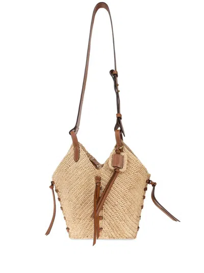 Isabel Marant Mini Tampa Raffia Shoulder Bags In Beige