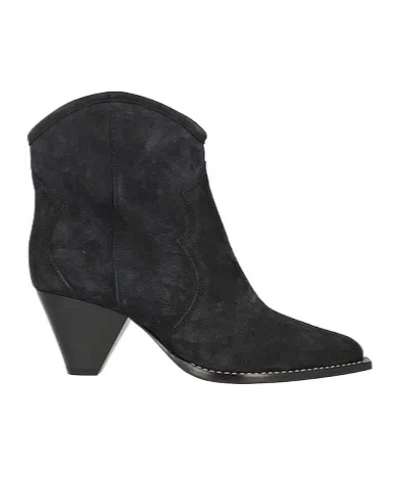 Isabel Marant Minimal Denim Ankle Boots In Black