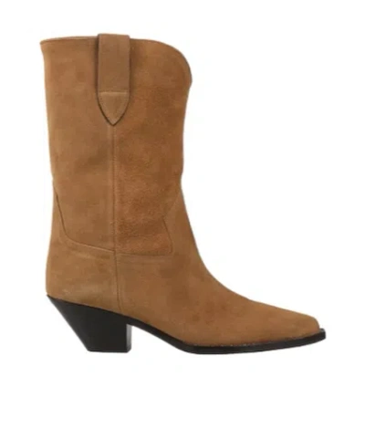 Isabel Marant Minimal Denim Ankle Boots In Brown
