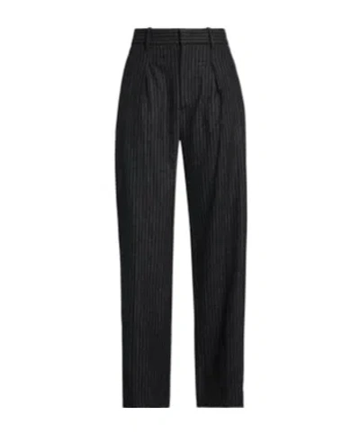 Isabel Marant Minimalist Fashion Striped Straight-leg Trousers In Black