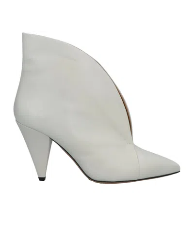 Isabel Marant Minimalist Leather Ankle Boots In White