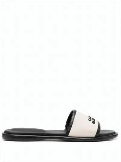 ISABEL MARANT MINIMALIST OFF-WHITE STRAP SLIDE SANDAL WITH CONTOURED FOOTBED