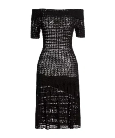 Isabel Marant Minimalist Off-shoulder Knit Dress In Black