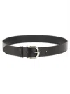 Isabel Marant Minimalist Smooth Finish Leather Belt With Silver Buckle In Black