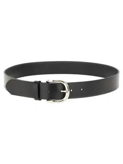 ISABEL MARANT MINIMALIST SMOOTH FINISH LEATHER BELT WITH SILVER BUCKLE