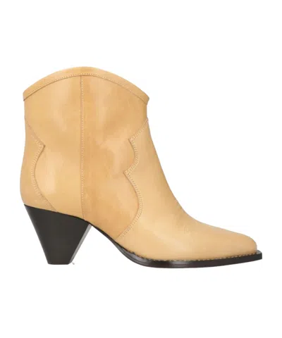 Isabel Marant Minimalist Solid Leather Ankle Boots In Neutral