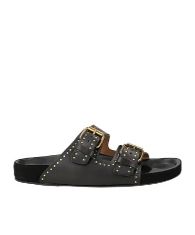 Isabel Marant Minimalist Solidcolor Leather Sandals In Black