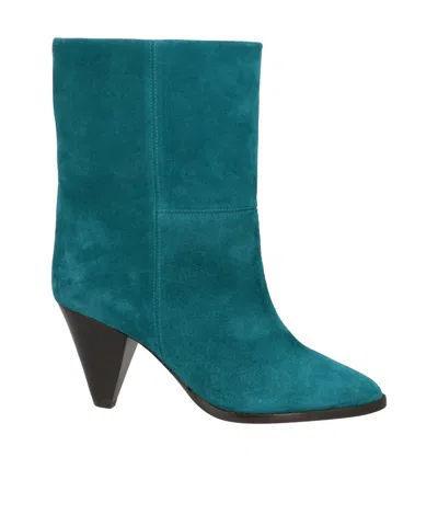 Isabel Marant Minimalist Suede High-heel Ankle Boots In Green