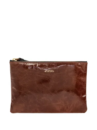 Isabel Marant Mino Zip-top Leather Clutch Bag