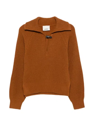 Isabel Marant Miranda Toggle-fastening Ribbed-knit Sweater In Brown