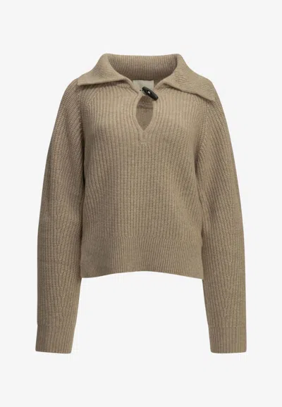 Isabel Marant Miranda Wool And Cashmere Polo Sweater In Beige