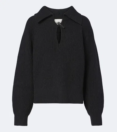Isabel Marant Miranda Wool And Cashmere Polo Sweater In Dark Grey