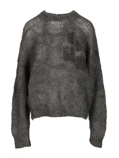 Isabel Marant Mirella-gd Spray Mohair Knit Knitwear Grey In Black