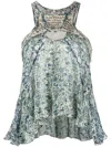 Isabel Marant Onyle Printed Silk Chiffon Top In Blau