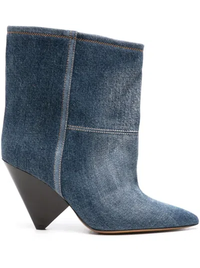 Isabel Marant Miyako 90mm Denim Boots In Blue