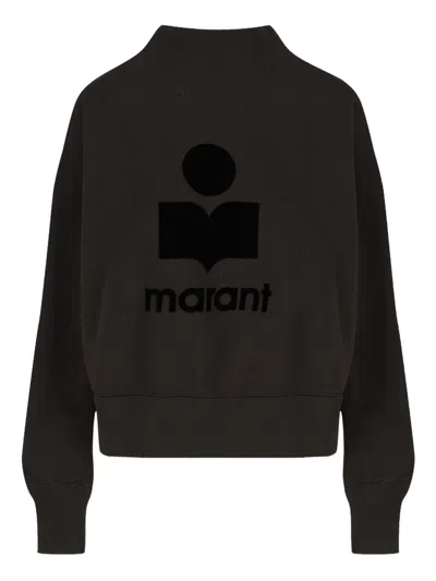 Isabel Marant Moby Flocked Logo Sweatshirt In Black