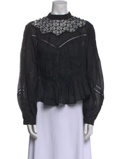 Pre-owned Isabel Marant Mock Neck Long Sleeve Blouse In Black