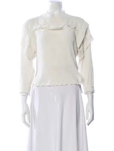 Pre-owned Isabel Marant Mock Neck Long Sleeve Blouse In White