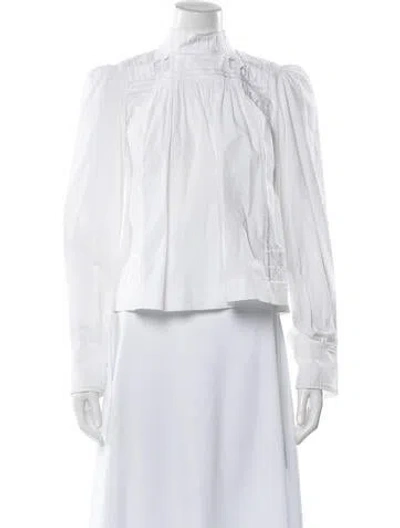 Pre-owned Isabel Marant Mock Neck Long Sleeve Blouse In White
