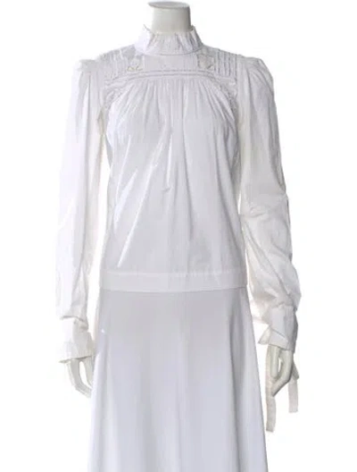 Pre-owned Isabel Marant Mock Neck Long Sleeve Blouse In White