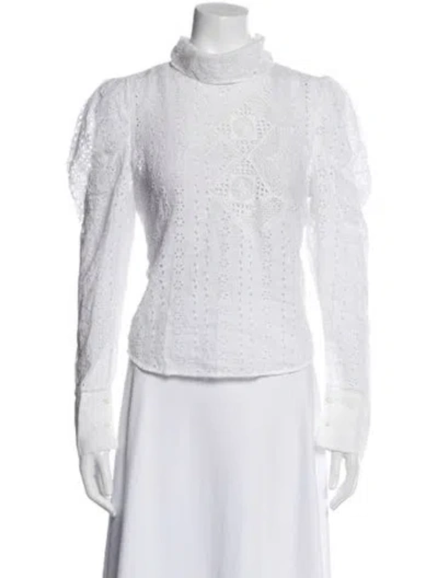 Pre-owned Isabel Marant Mock Neck Long Sleeve Blouse In White