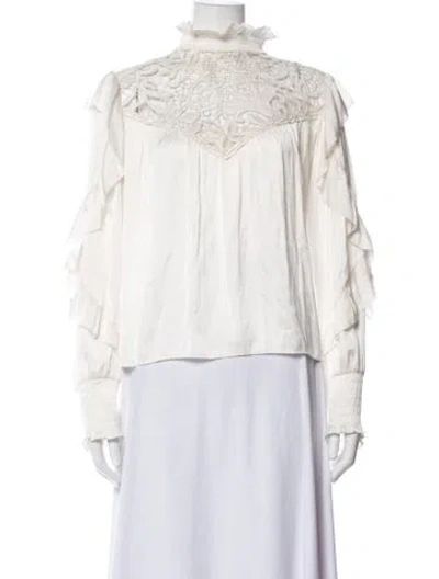 Pre-owned Isabel Marant Mock Neck Long Sleeve Blouse In White