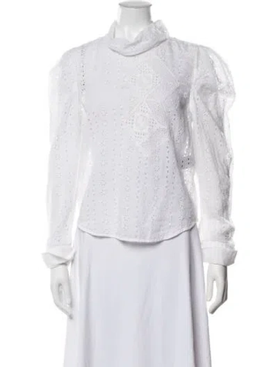 Pre-owned Isabel Marant Mock Neck Long Sleeve Blouse In White