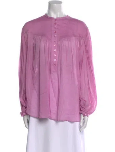 Pre-owned Isabel Marant Mock Neck Long Sleeve Polo In Pink