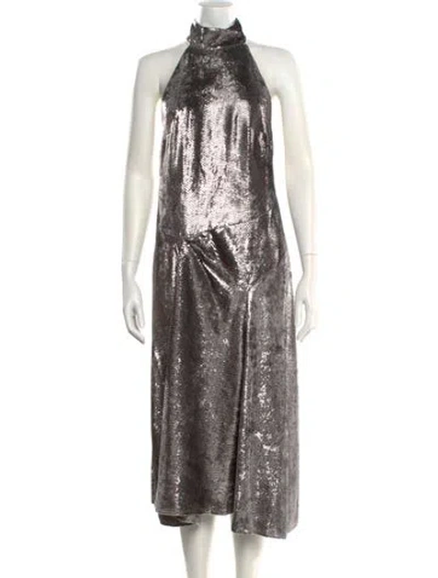 Pre-owned Isabel Marant Mock Neck Midi Length Dress W/ Tags In Silver