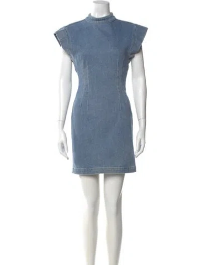 Pre-owned Isabel Marant Mock Neck Mini Dress In Blue