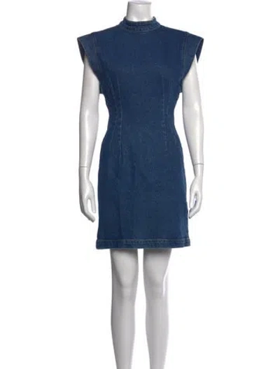 Pre-owned Isabel Marant Mock Neck Mini Dress In Blue