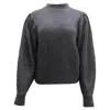 Isabel Marant Mock Neck Puff Sleeve Sweater In Grey Wool In Grey