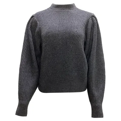 Isabel Marant Mock Neck Puff Sleeve Sweater In Grey Wool