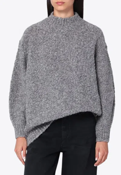 Isabel Marant Mock Neck Sweater In Alpaca-blend In Gray