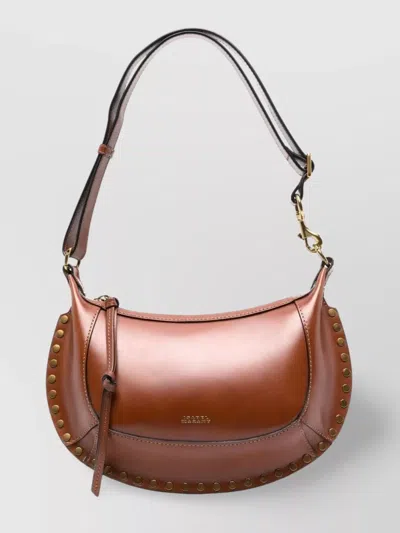 Isabel Marant Moon Calfskin Shoulder Bag With Gold Stud In Brown
