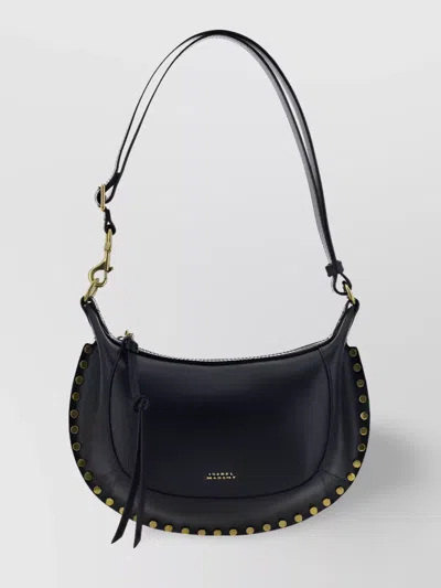 Isabel Marant Oskan Moon Studded Leather Shoulder Bag In Black